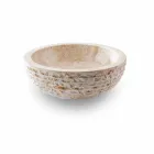 Rund bordhåndvask håndlavet i hvid marmor - linned Viadurini