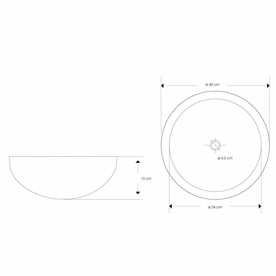 Rund bordhåndvask håndlavet i hvid marmor - linned Viadurini