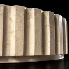 Rund bordplade håndvask lavet af travertin marmor - Cattleya Viadurini