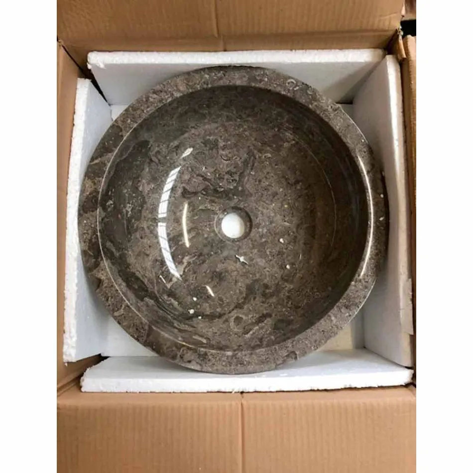 Rund grå håndvask med Nusa poleret ydre Viadurini