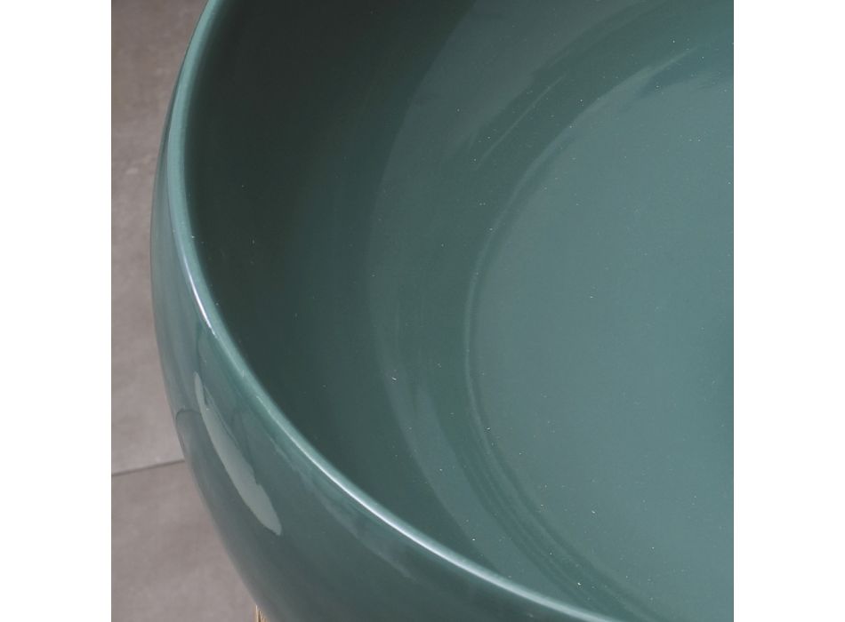 Rund bordvask i blank keramik Fremstillet i Italien - Candito Viadurini