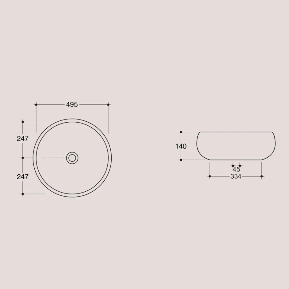 Rund bordvask i blank keramik Fremstillet i Italien - Candito Viadurini
