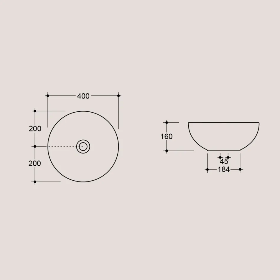 Rund bordvask i blank keramik Fremstillet i Italien - Chicco Viadurini
