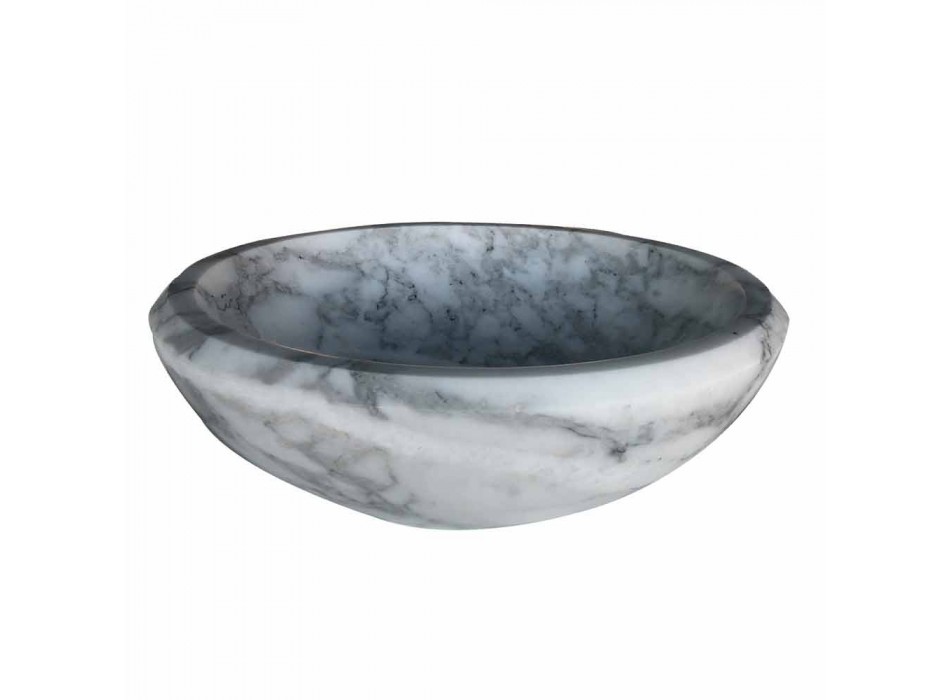 Rund bordplade håndvask i hvid Carrara-marmor fremstillet i Italien - Canova Viadurini