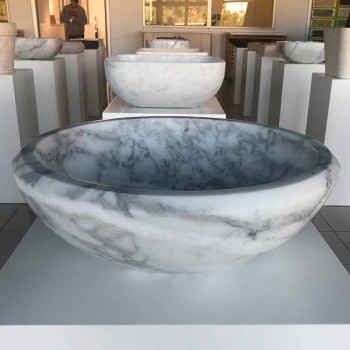 Rund bordplade håndvask i hvid Carrara-marmor fremstillet i Italien - Canova