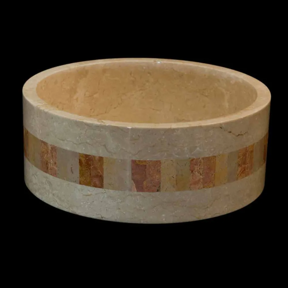 Runde bordplade natursten håndvask Clio hvid Viadurini