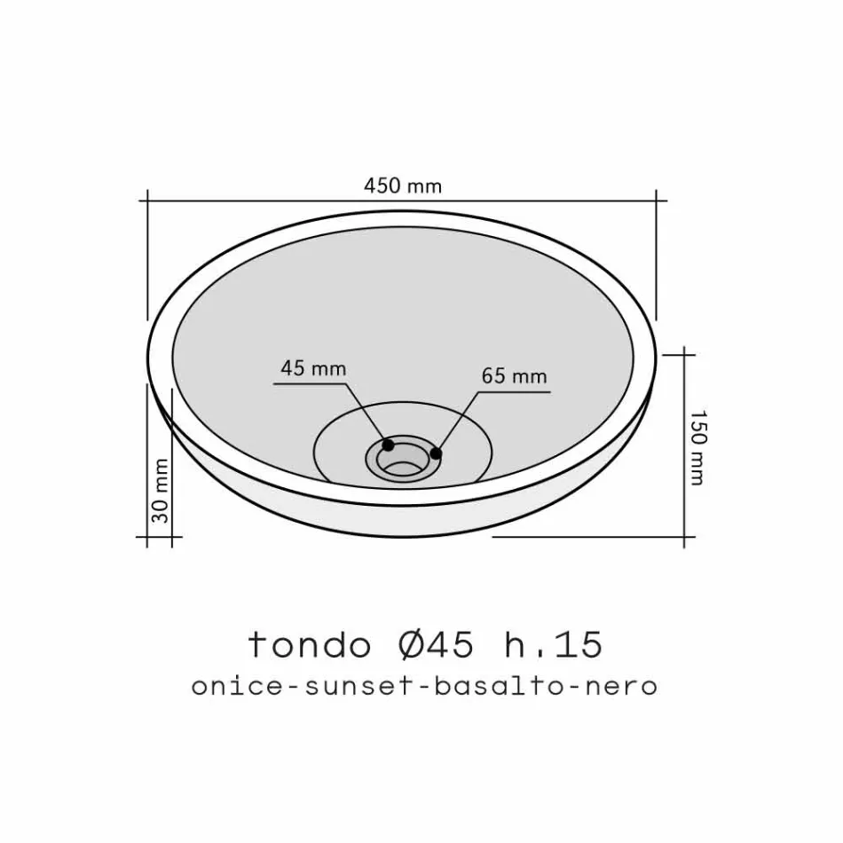 Rund bordplade natursten håndvask Kari Viadurini