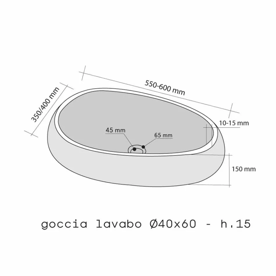 Håndvask Støtte i Natural Stone Round Black Waka Viadurini