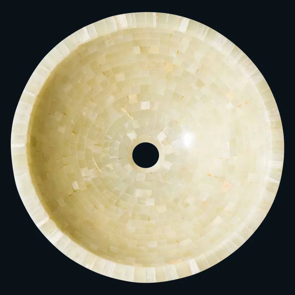 Håndvask rund støtte i honning onyx sten Kilian Viadurini