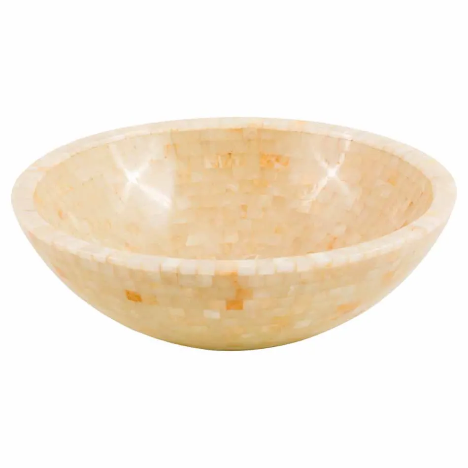 Håndvask rund støtte i honning onyx sten Kilian Viadurini