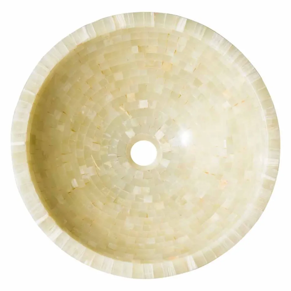 Håndvask rund støtte i honning onyx sten Kilian Viadurini