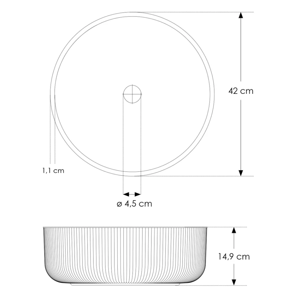 Rund bordplade håndvask i Plissè venetiansk glas Made in Italy - Zirkon Viadurini