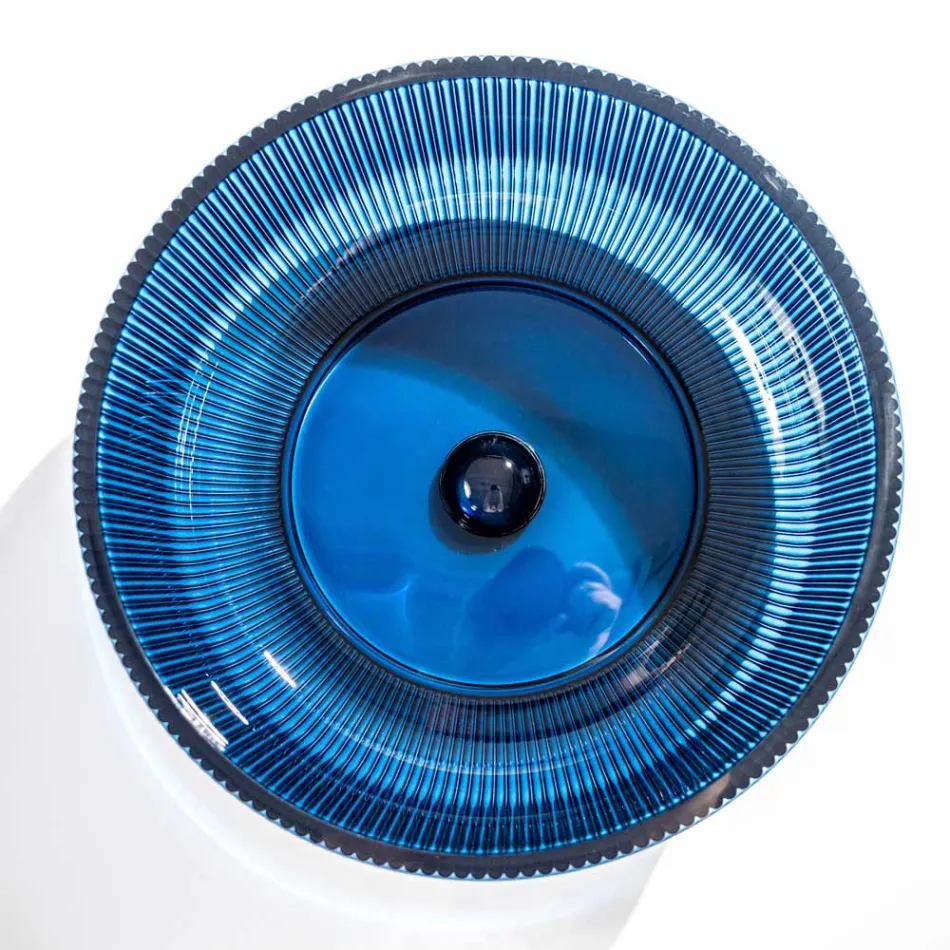 Rund bordplade håndvask i Plissè venetiansk glas Made in Italy - Zirkon Viadurini