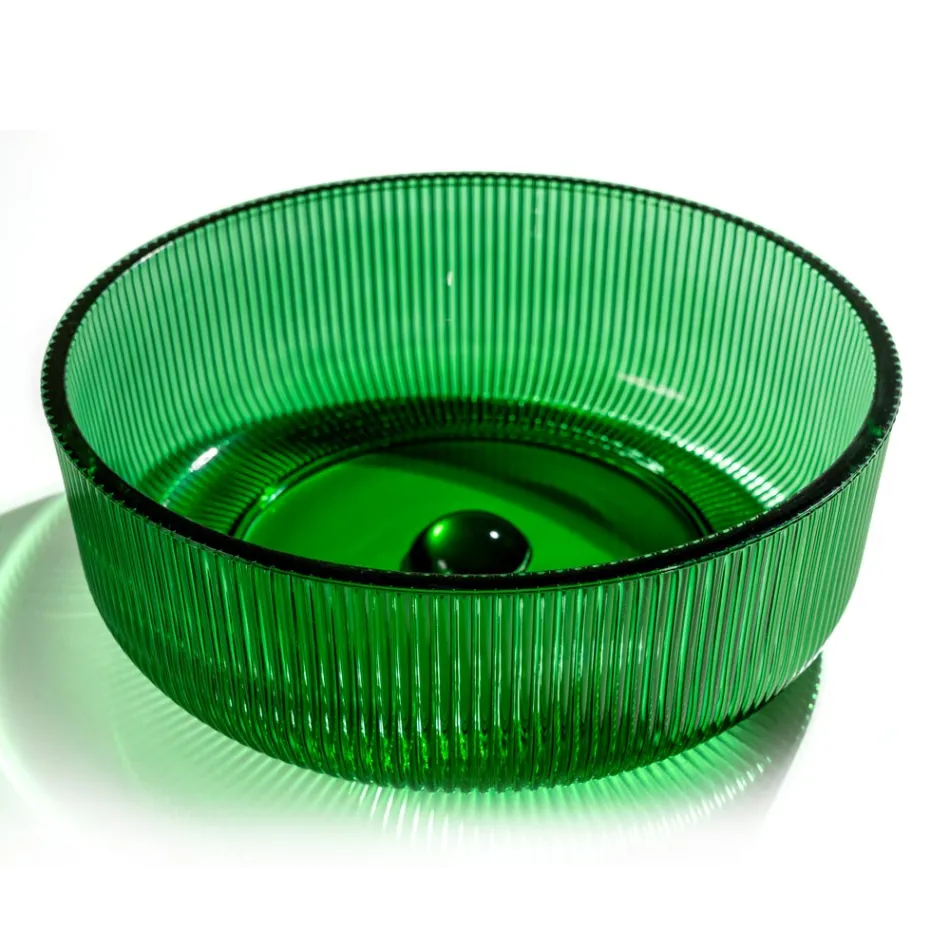 Rund bordplade håndvask i Plissè venetiansk glas Made in Italy - Zirkon Viadurini