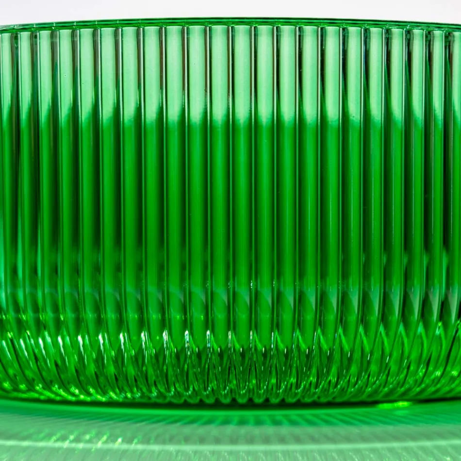 Rund bordplade håndvask i Plissè venetiansk glas Made in Italy - Zirkon Viadurini