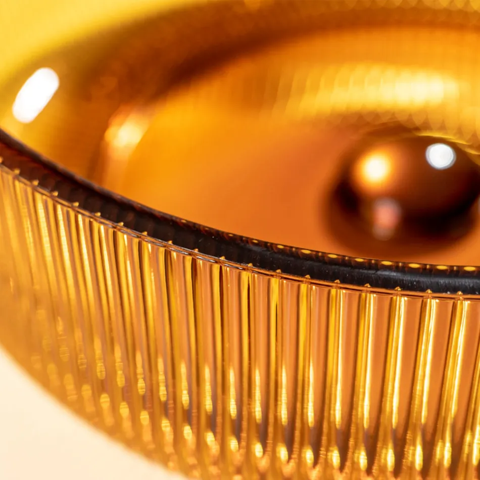 Rund bordplade håndvask i Plissè venetiansk glas Made in Italy - Zirkon Viadurini