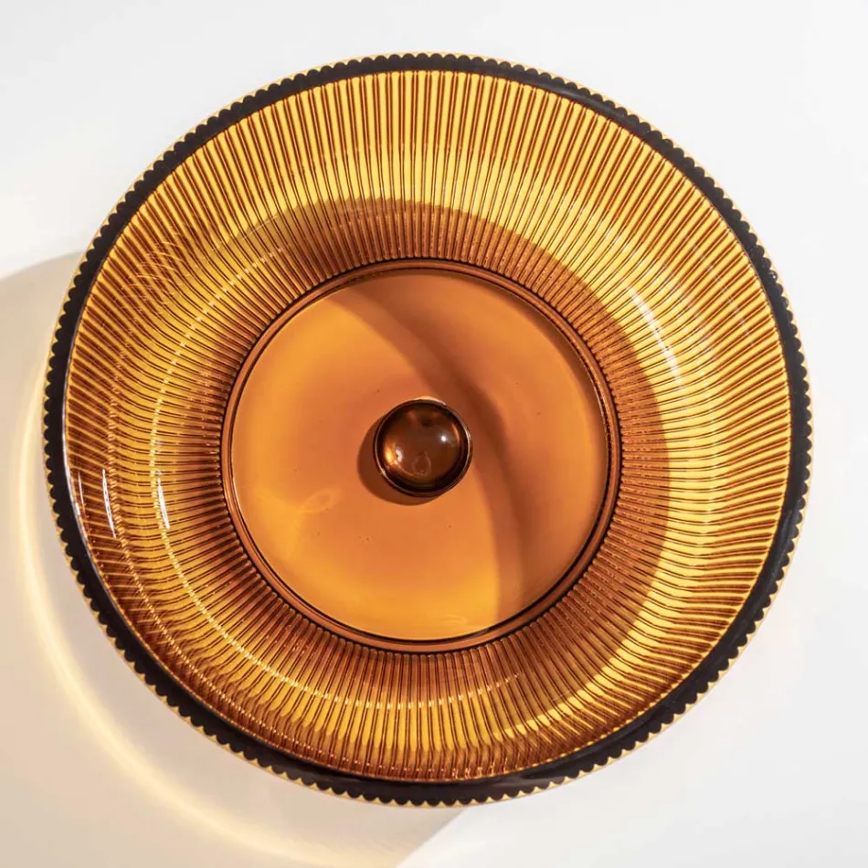 Rund bordplade håndvask i Plissè venetiansk glas Made in Italy - Zirkon Viadurini