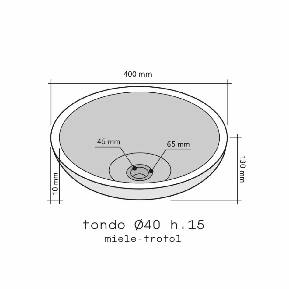 Håndvask support Tondo Honning med Outside Smooth Nusa Viadurini