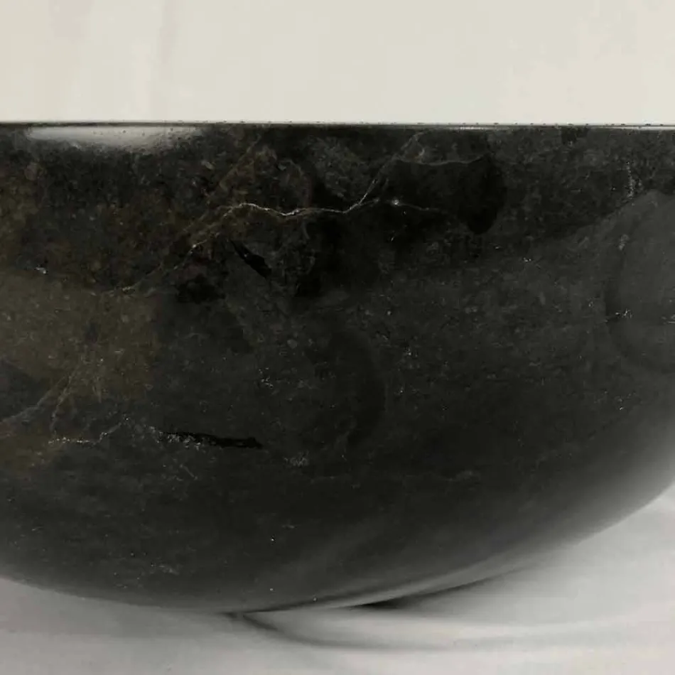 Sort rund bordhåndvask i Levi natursten, unikt stykke Viadurini