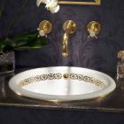 Flush-monteret badeværelse vask i ild ler og guld lavet i Italien, Otis Viadurini