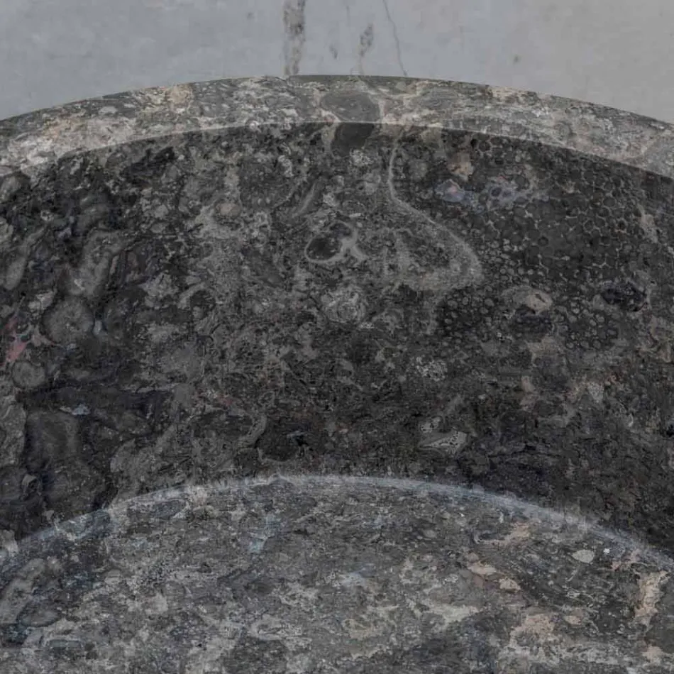 Fritstående cylindrisk håndvask i grå marmor - Cremino Viadurini