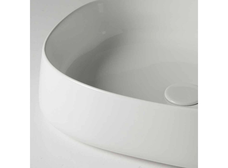 Ovalt bordplade Badeværelse Håndvask L 50 cm i keramik fremstillet i Italien - Cordino Viadurini