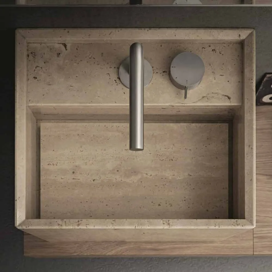 Moderne firkantet høj design bordplade sten håndvask - Farartlav2 Viadurini