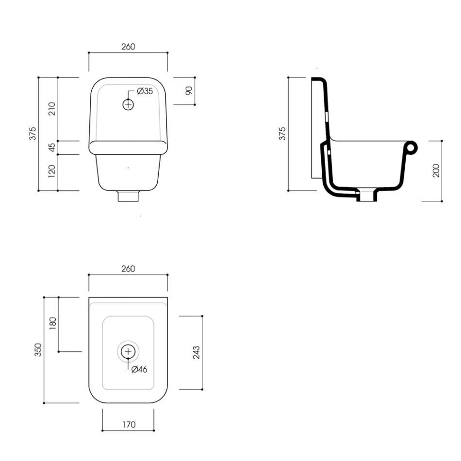 Hvid og farvet keramisk badeværelsesvask 26 cm Vintage Style - Jordan Viadurini