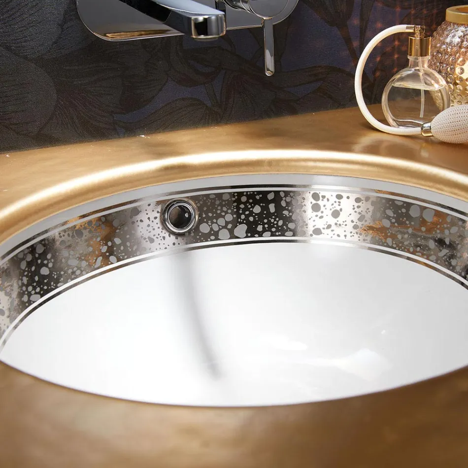 Indbygget badeværelsesvask i håndstøbt ildler lavet i Italien - Erioli Viadurini