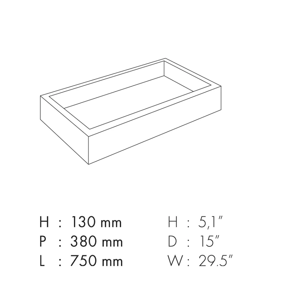Rektangulær badeværelsesvask i porcelænsstentøj Fremstillet i Italien - Ludmilla Viadurini