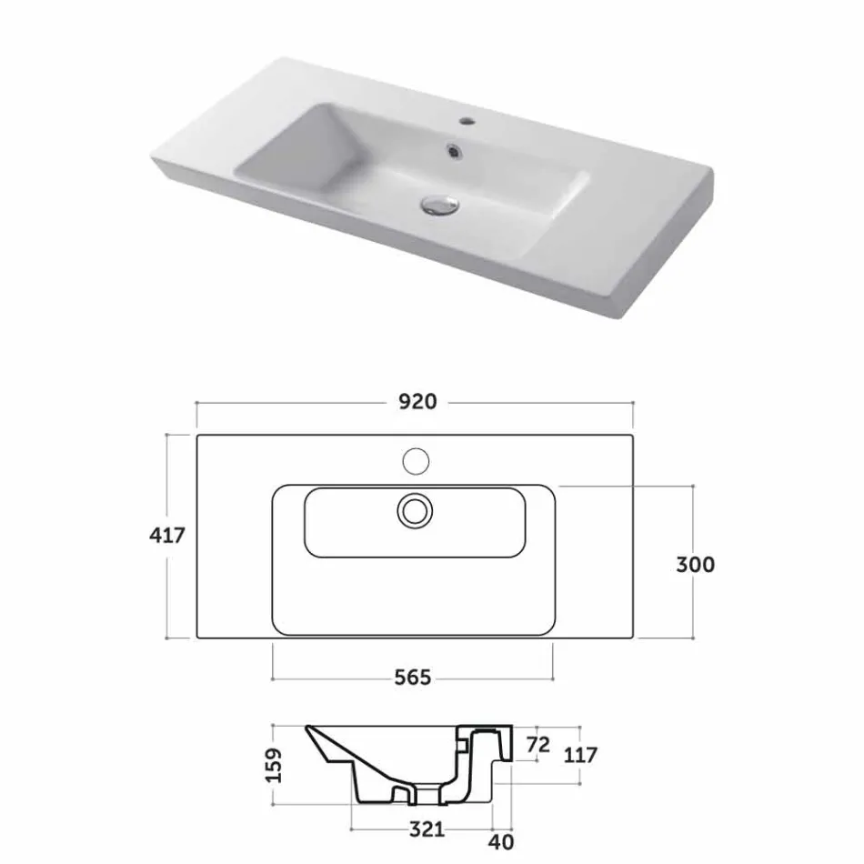 Indbygget håndvask og støtte i hvid keramik eller farvet Maida Viadurini