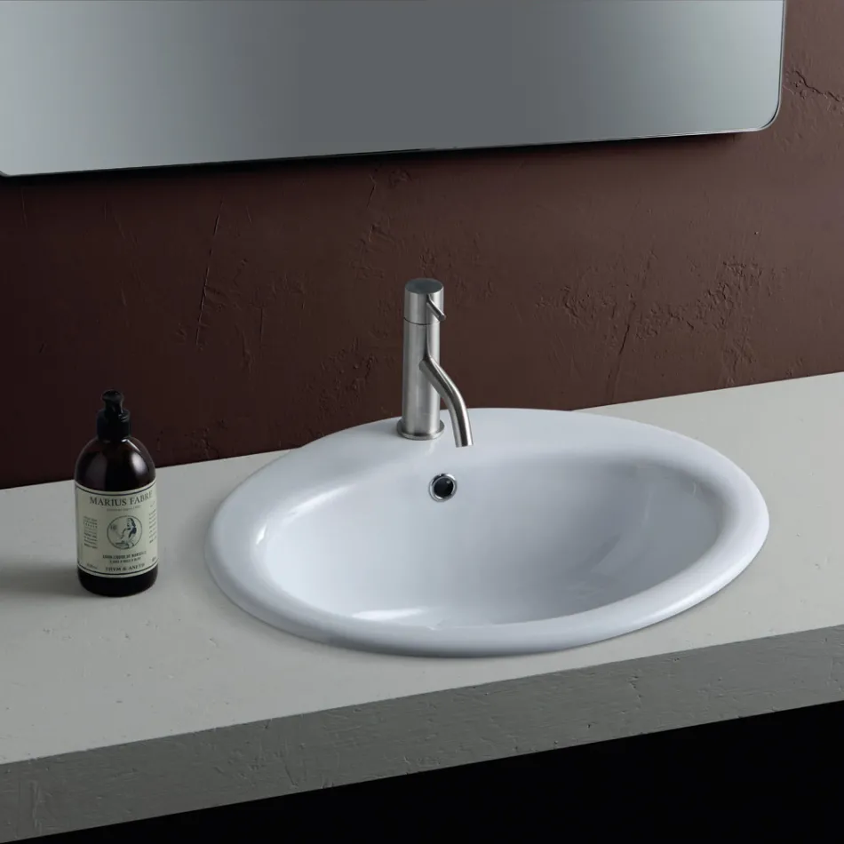 Moderne design hvid keramisk bordvask - Papavero Viadurini