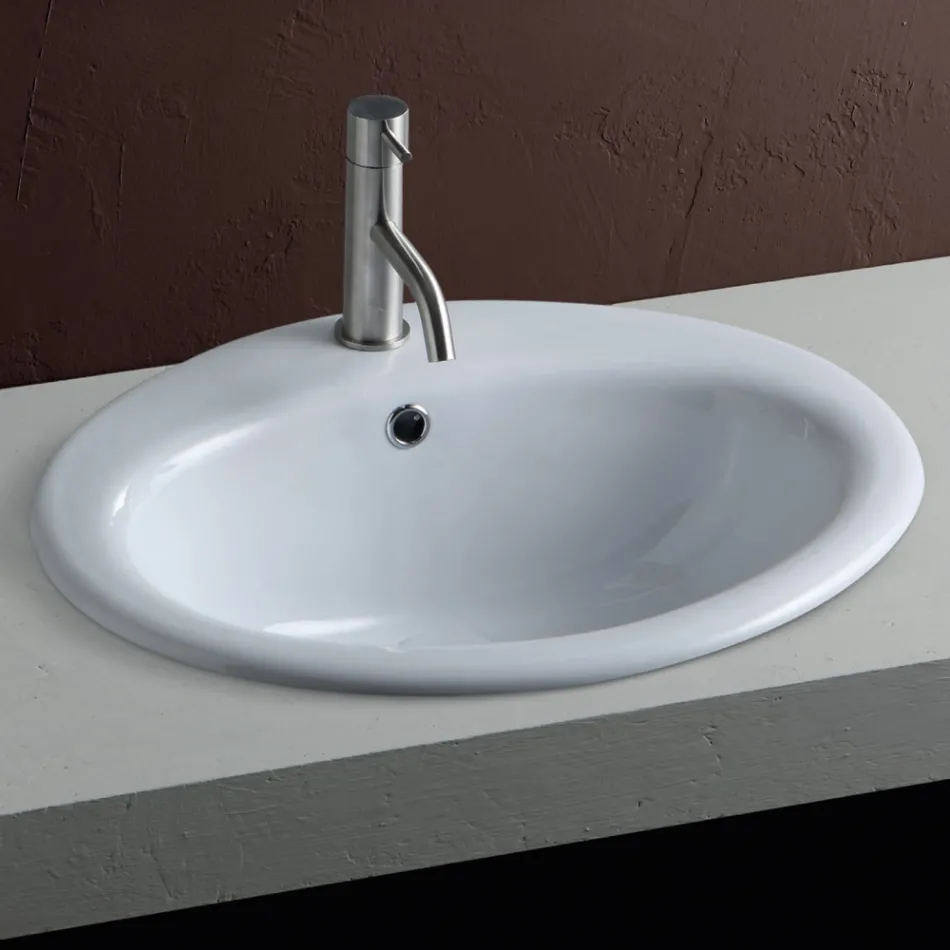 Moderne design hvid keramisk bordvask - Papavero Viadurini