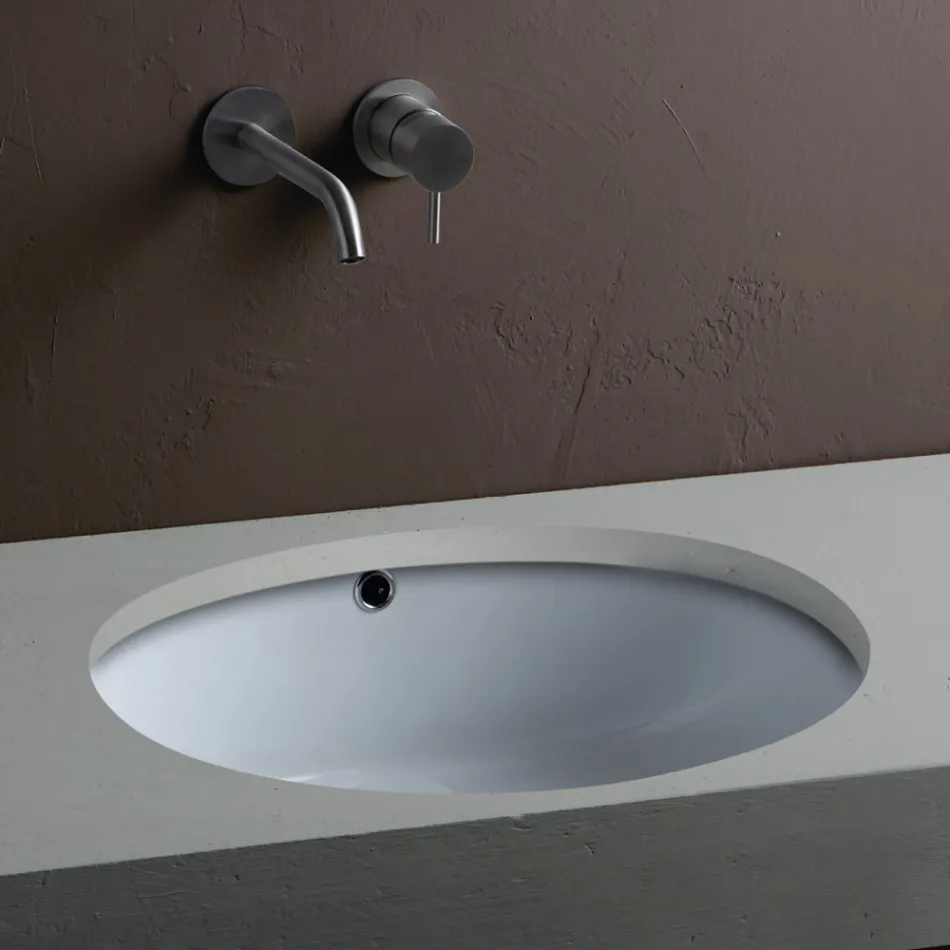 Moderne design undermonteret keramisk vask - Papavero Viadurini