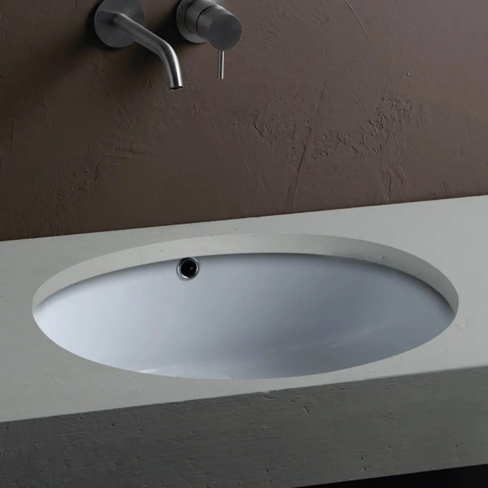 Moderne design undermonteret keramisk vask - Papavero Viadurini