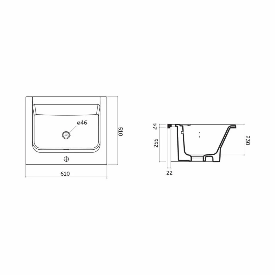 Satri moderne keramisk bordplade og forsænket håndvask Viadurini