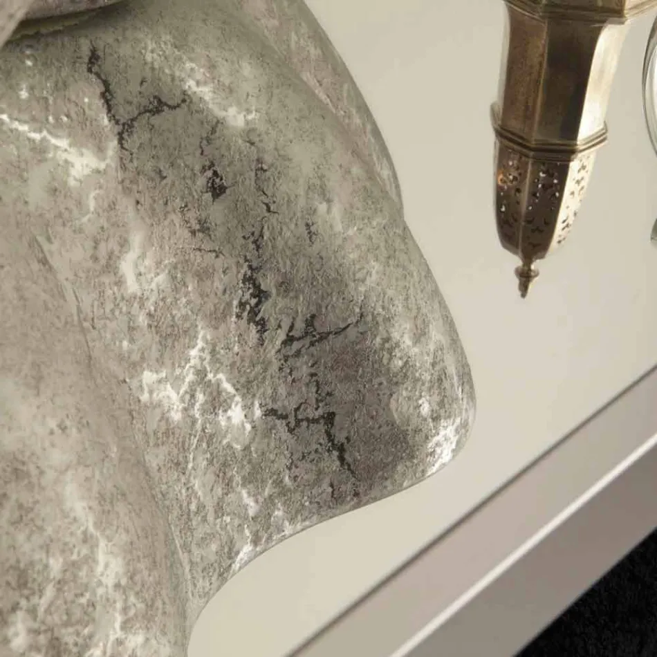 Hvid sølv keramisk håndvask lavet i Italien Cubo Viadurini