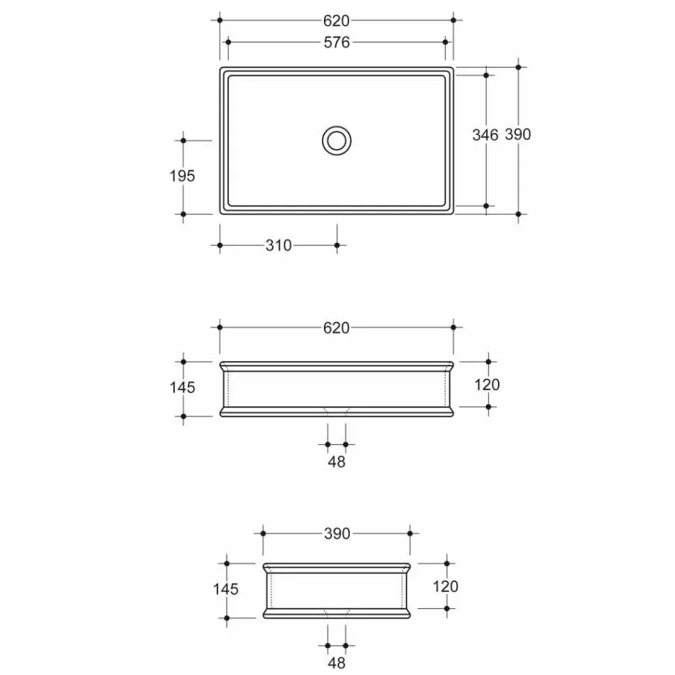 Design keramisk håndvaske med guldgrænse lavet i Italien Debora Viadurini