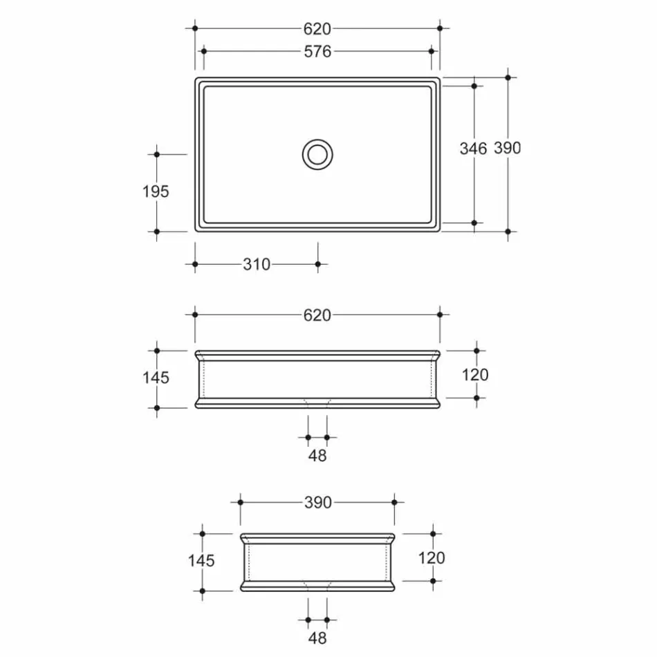 Design keramisk håndvaske med guldgrænse lavet i Italien Debora Viadurini