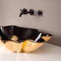 Designer håndvask keramisk sort og guld lavet i Italien Rayan