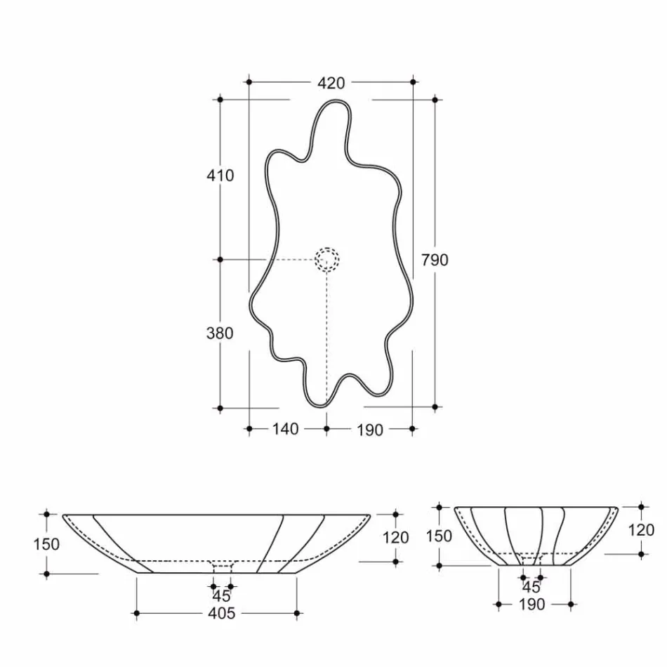Designer håndvask keramisk sort og guld lavet i Italien Rayan Viadurini