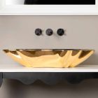 Designer håndvask keramisk sort og guld lavet i Italien Rayan Viadurini