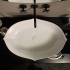 Bordtæppe design håndvask i hvid keramik lavet i Italien Oscar Viadurini
