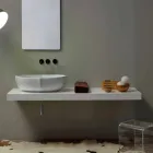 Bordtæppe design håndvask i hvid keramik lavet i Italien Oscar Viadurini