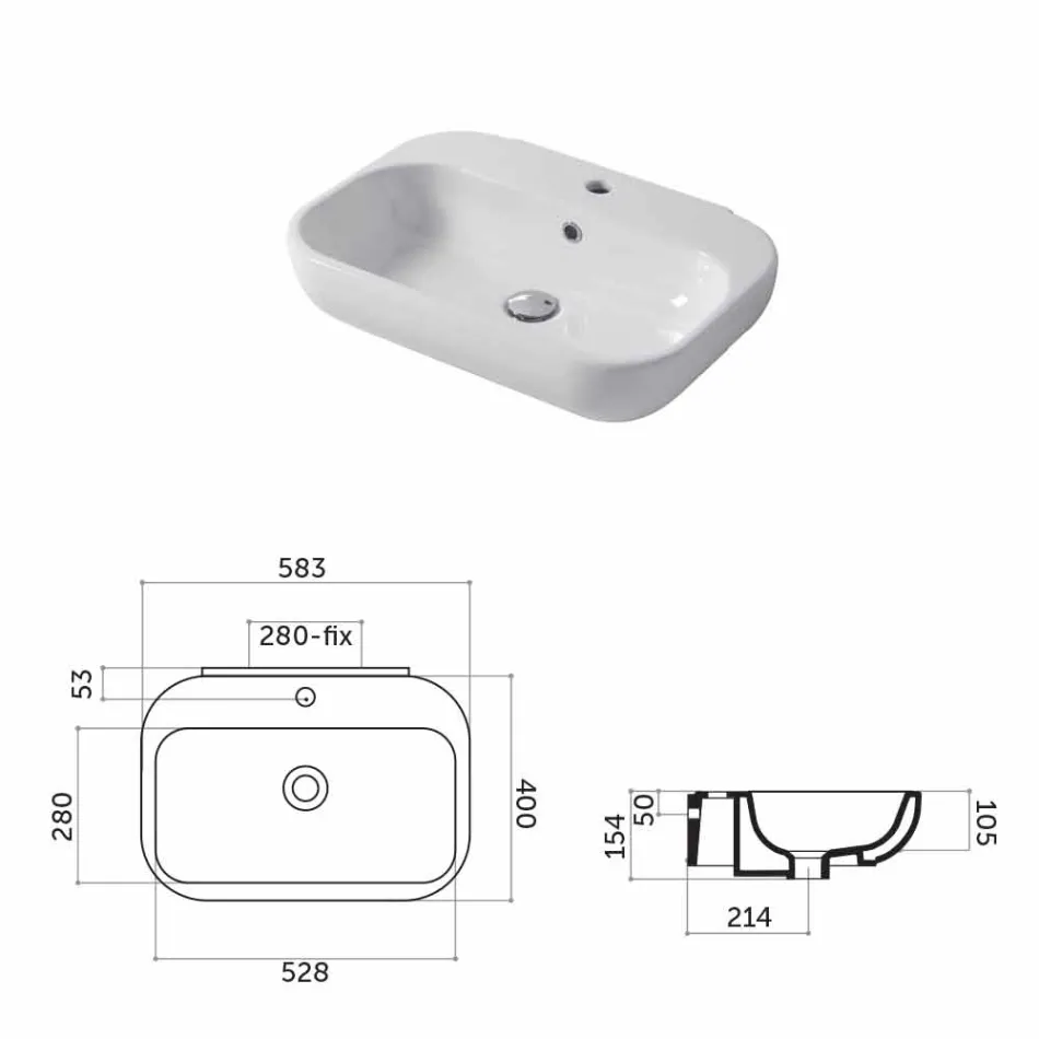 Design håndvask bordplade eller væg i keramisk Riardo Viadurini
