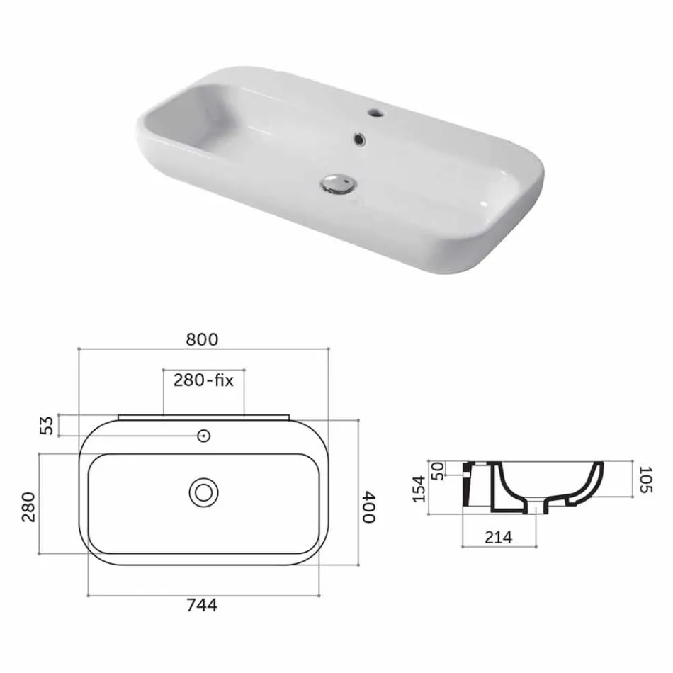 Design håndvask bordplade eller væg i keramisk Riardo Viadurini
