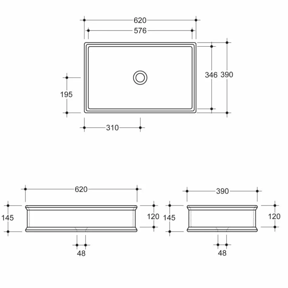 Moderne design bordplade keramisk håndvask lavet i Italien Debora Viadurini