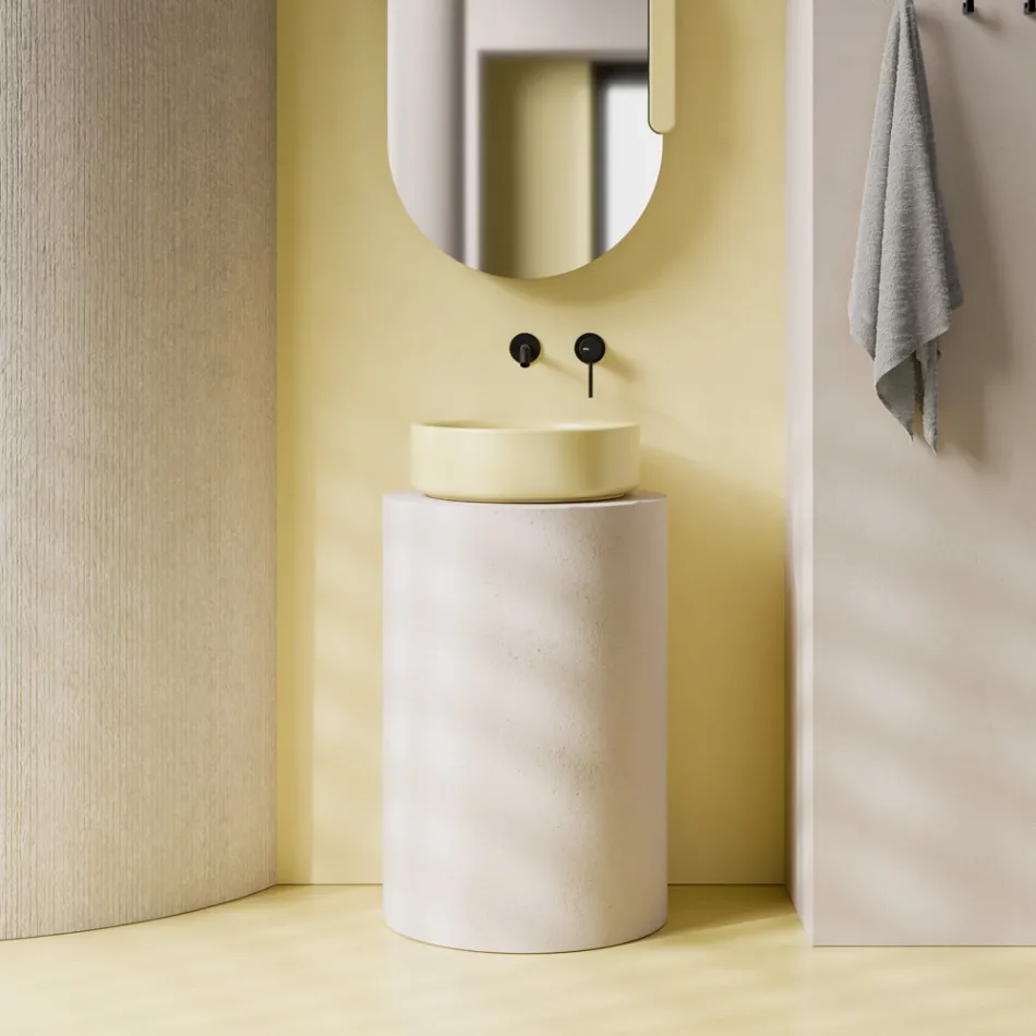 42 cm diameter bordplade håndvask i keramik, fremstillet i Italien - Girl Viadurini