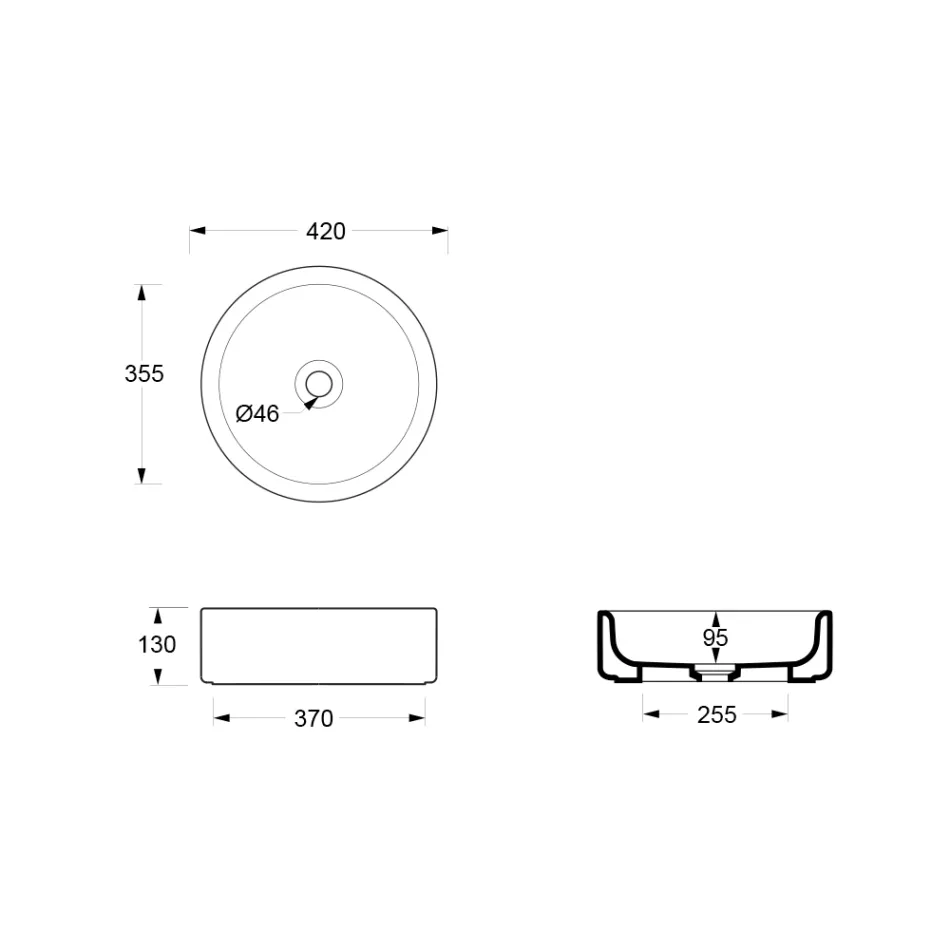 42 cm diameter bordplade håndvask i keramik, fremstillet i Italien - Girl Viadurini