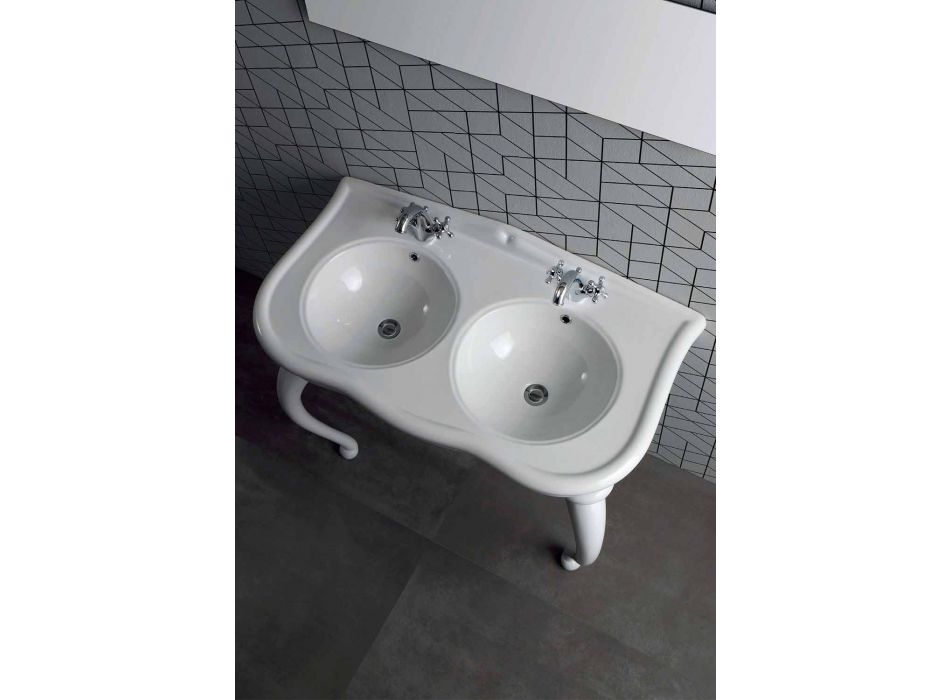 Dobbelt konsol eller vægmonteret håndvask i moderne Avise keramik Viadurini